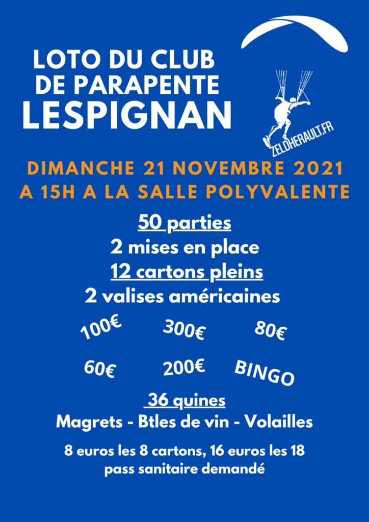 Loto du Club de Parapente à Lespignan